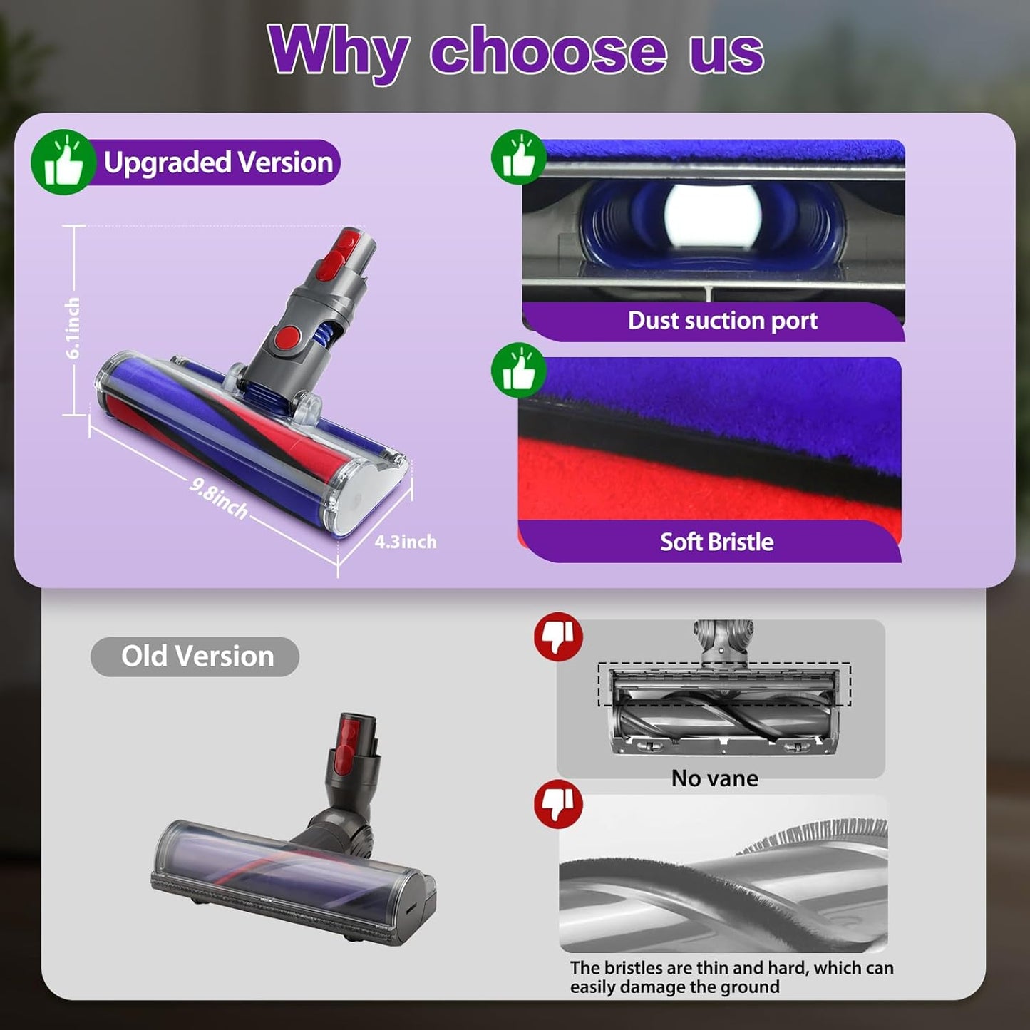 Soft Fluffy Roller Cleaner Head Compatible with Dyson V10 V11 V15 V8 V7