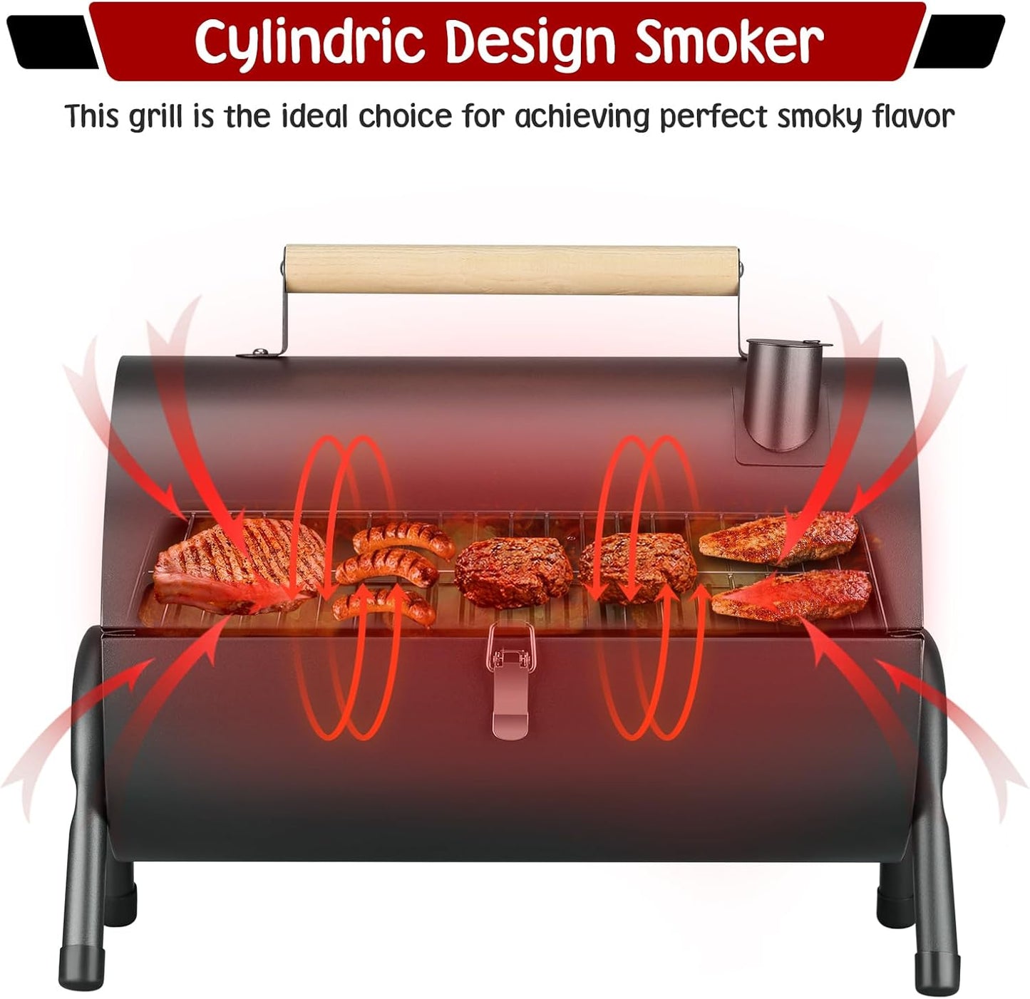 Portable Charcoal Grill, Tabletop Outdoor Barbecue Smoker, Small BBQ Grill