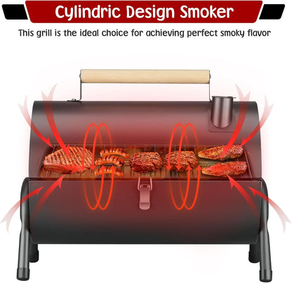 Portable Charcoal Grill, Tabletop Outdoor Barbecue Smoker, Small BBQ Grill