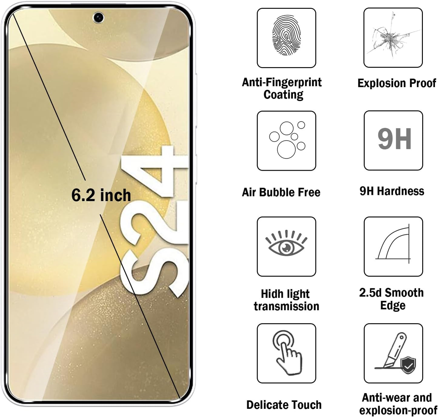 Samsung Galaxy S24 Tempered Glass Screen Protector
