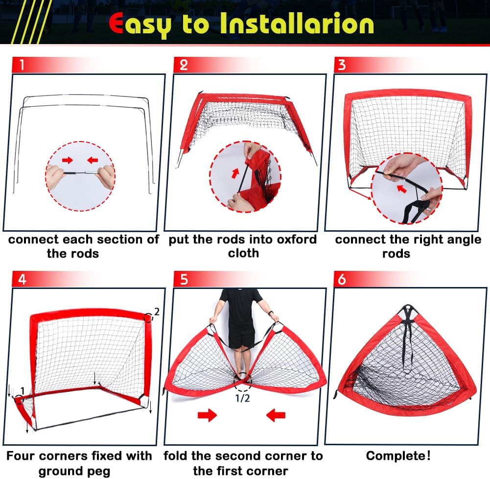 Red 2 Pack Portable Kid Soccer Goals