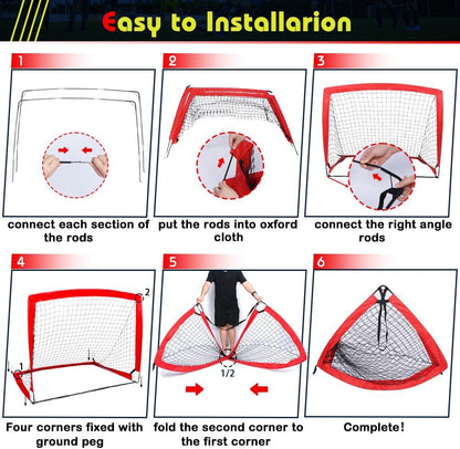 Red 2 Pack Portable Kid Soccer Goals