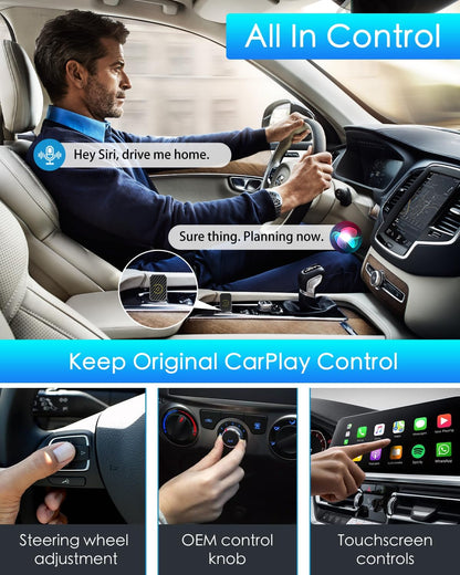 2 in 1 Wireless CarPlay and Android Auto Adapter, Easy Setup Plug and Play