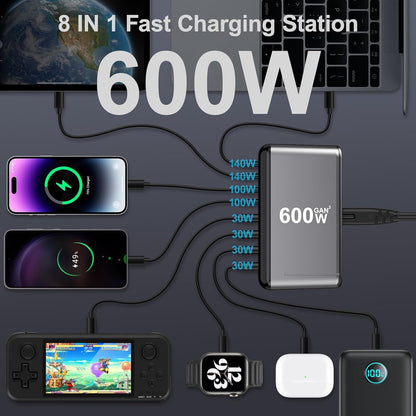 600W Fast Charging Station HUB Wall Charger