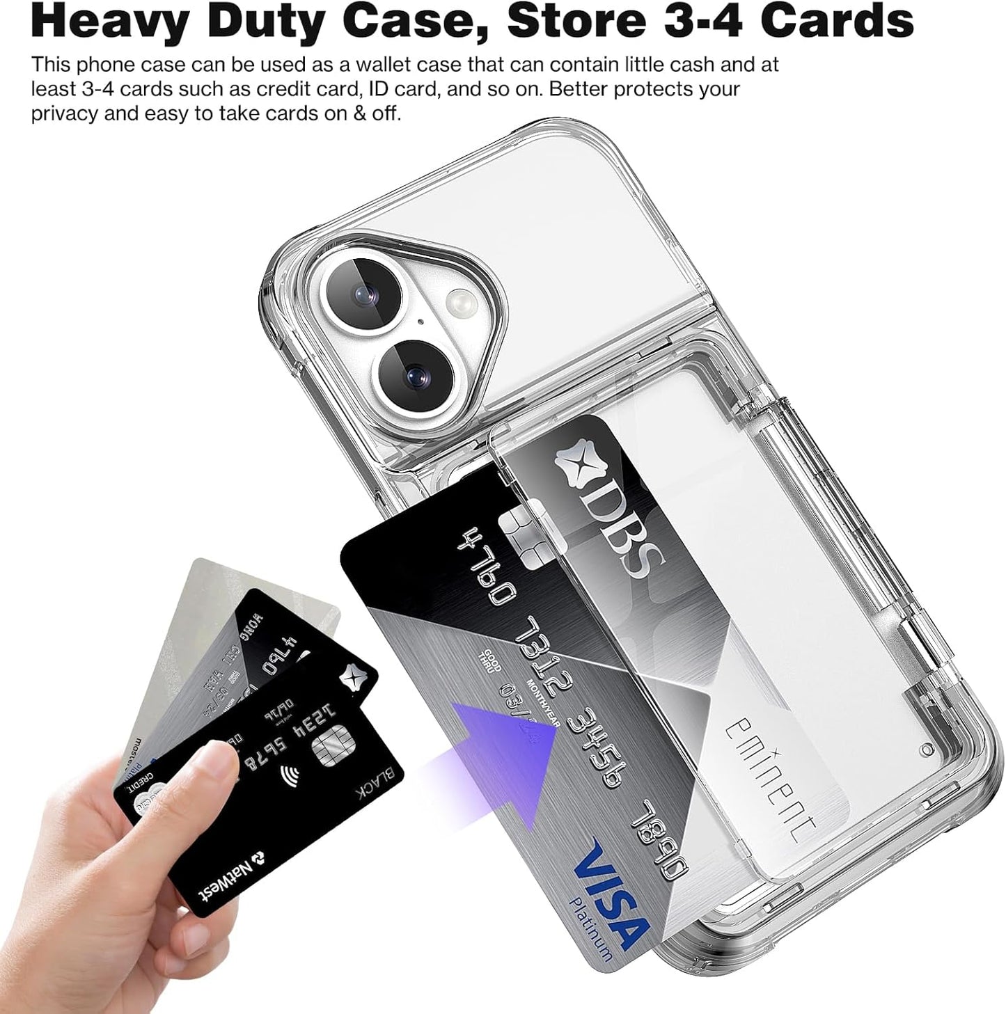 iPhone 16 Case Card Slots Holder Clear