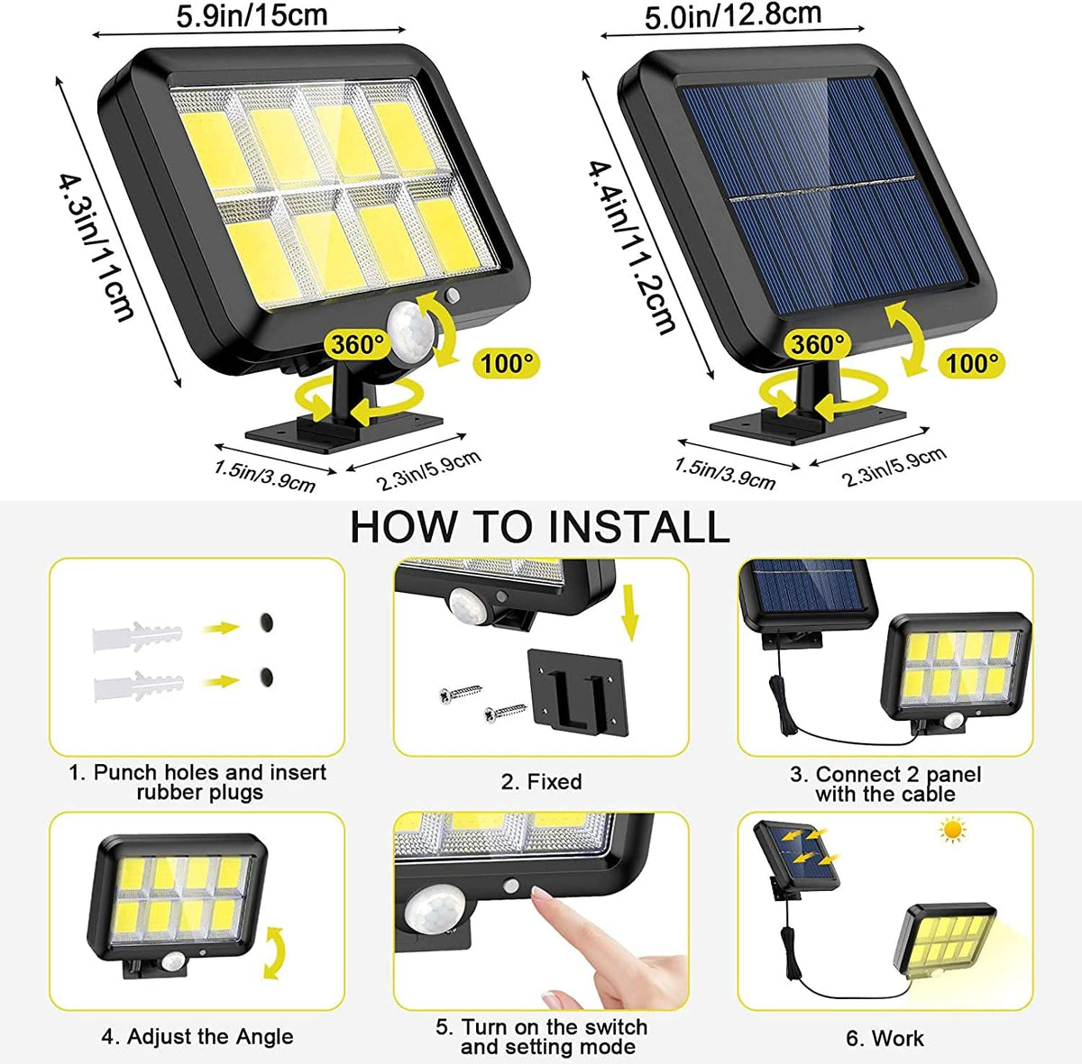 Solar Light Motion Sensor Security Led Flood Light Outdoor Garden Light - salelink.co.nz