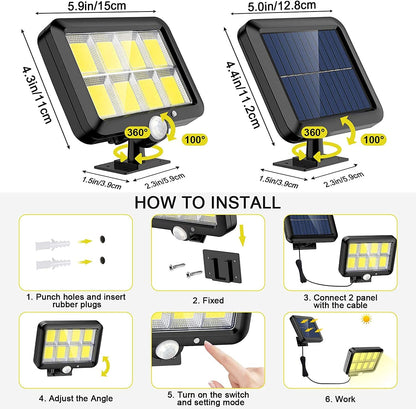Solar Light Motion Sensor Security Led Flood Light Outdoor Garden Light - salelink.co.nz
