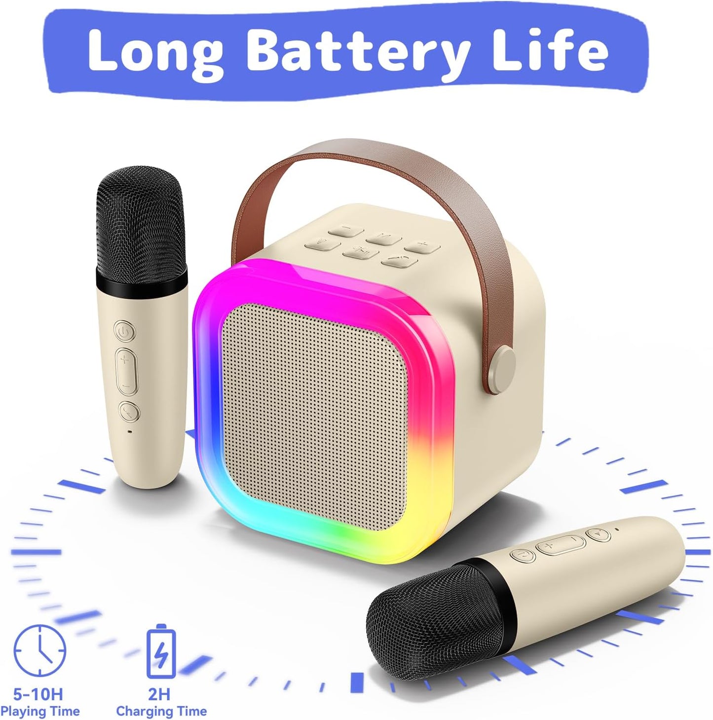 Karaoke Machine with 2 Microphones Bluetooth Speaker