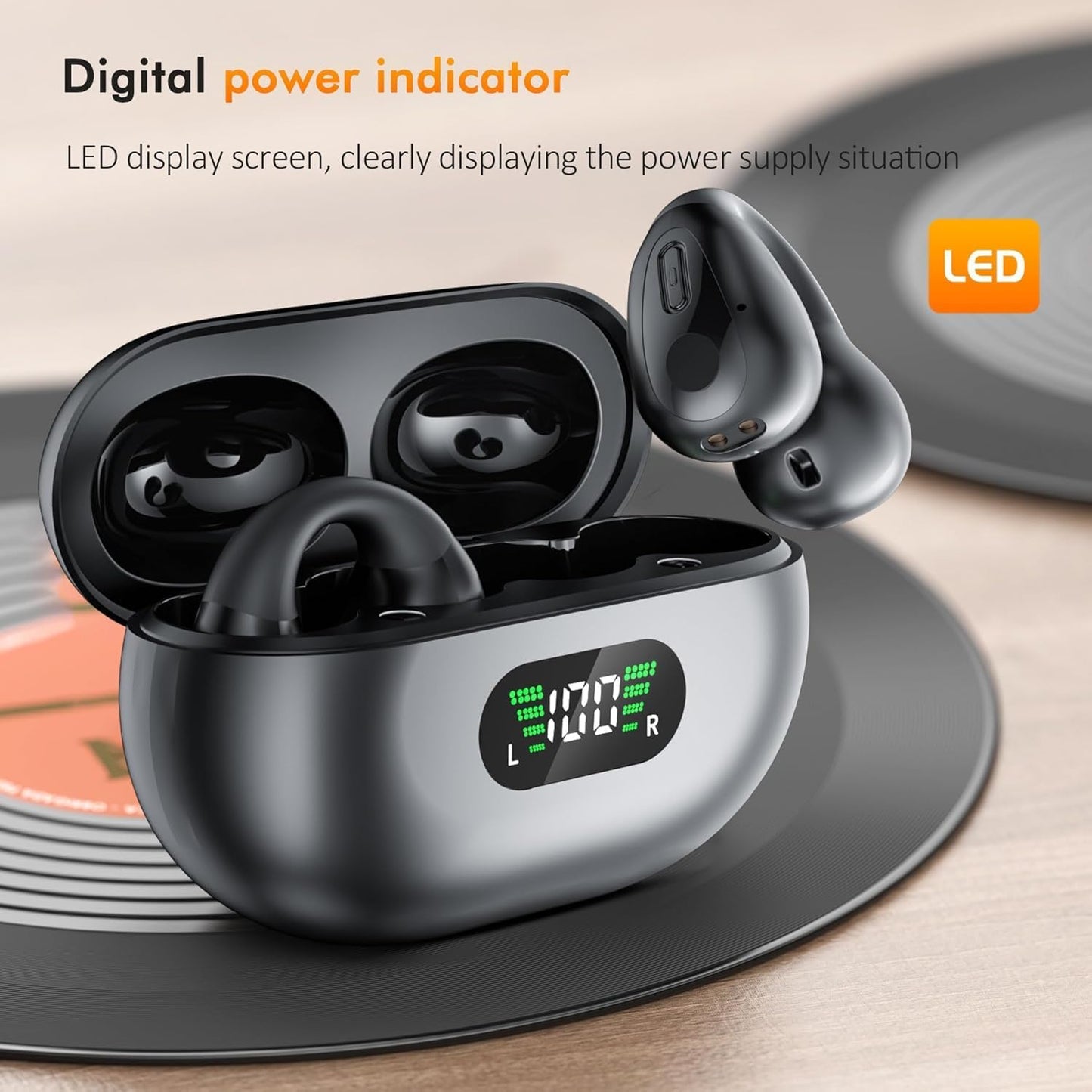 Open Ear Clip Headphones, Wireless Earbuds Bluetooth Earphones