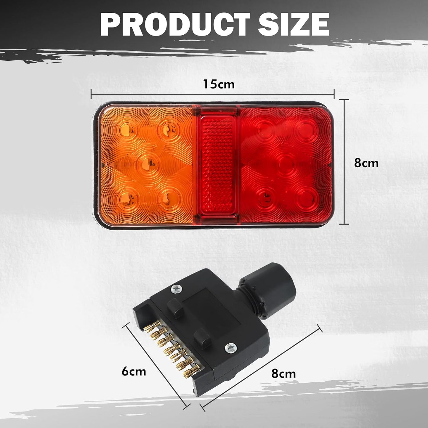 LED Trailer Tail Light Kit Pair Plug 8m 5 Core Wire Caravan Ute 7 Pin Flat Set