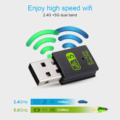 2 in 1 USB Bluetooth 5.0 WiFi Dongle Receiver Adapter