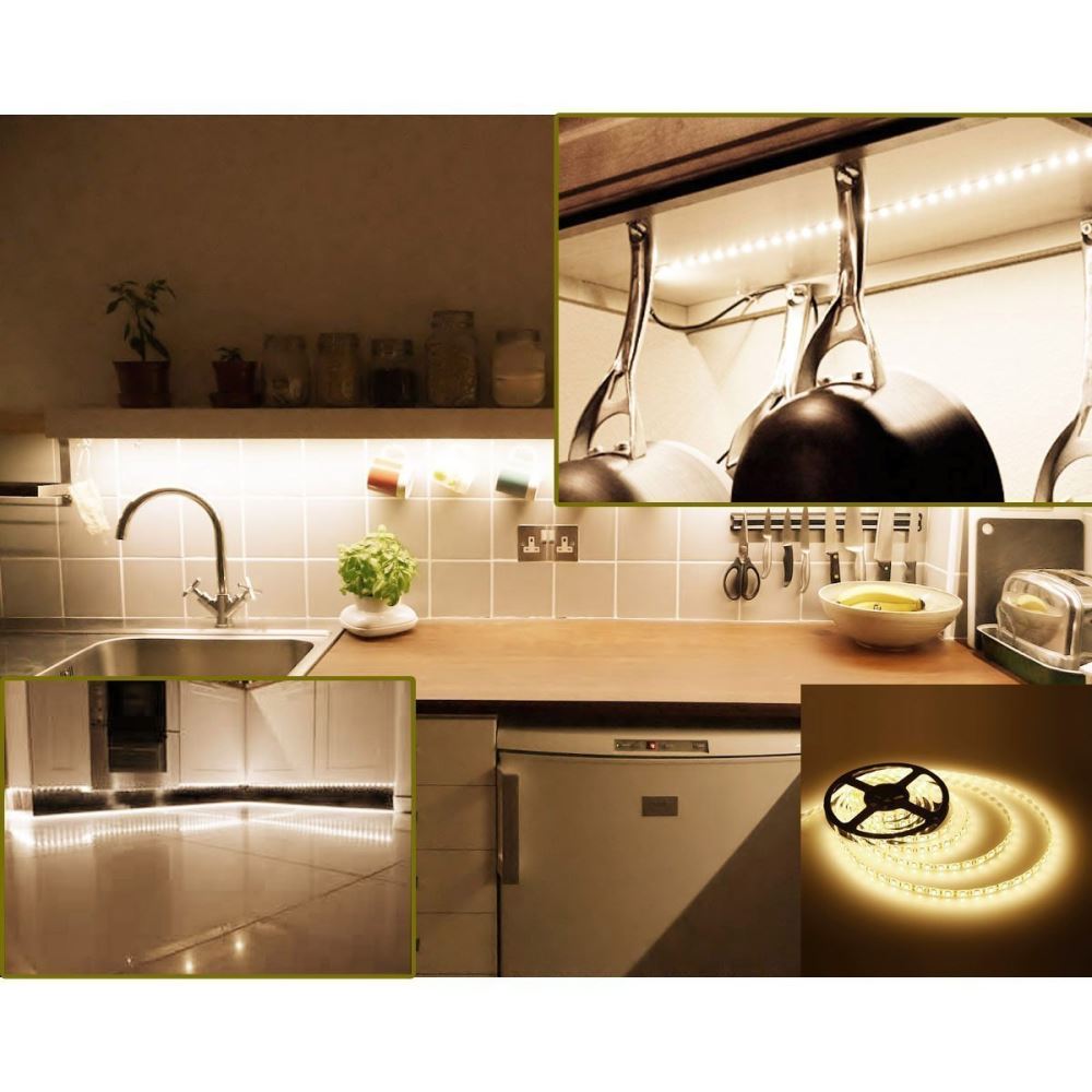 5M Warm White 5050 12V Led Strip Light with Power Adapter - salelink.co.nz