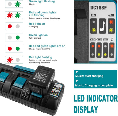 DC18SF 18V Lithium-Ion Rapid Optimum 4-Port Charger for Makita Lithium Battery