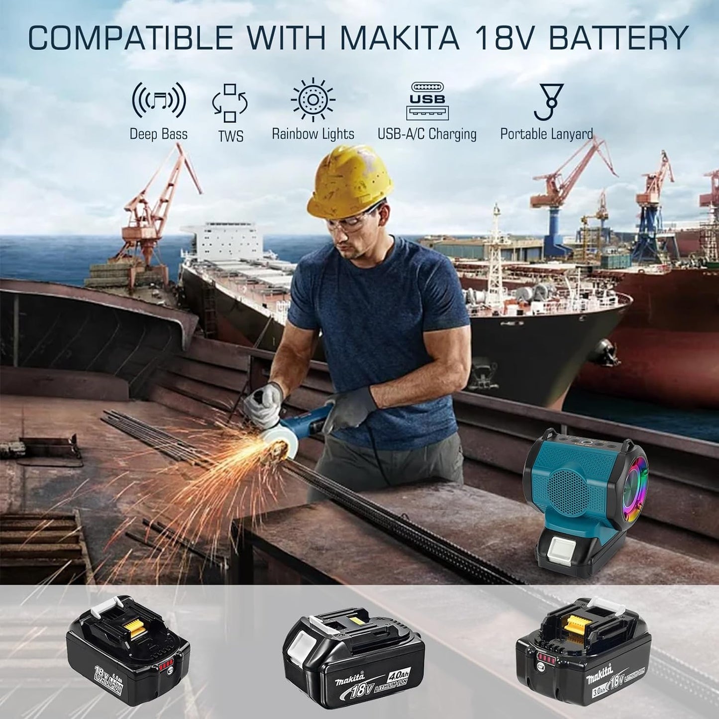 Bluetooth Speaker fits Makita 18V Battery - salelink.co.nz