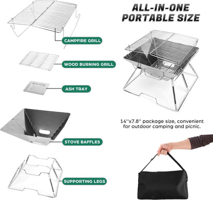 Folding BBQ Campfire Grill Barbeque Portable Camping Grill