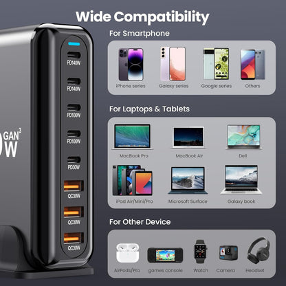 600W Fast Charging Station HUB Wall Charger