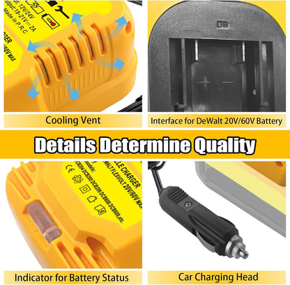 Car Charger for Dewalt 18V 20V Battery Car Charger Cigarette Lighter