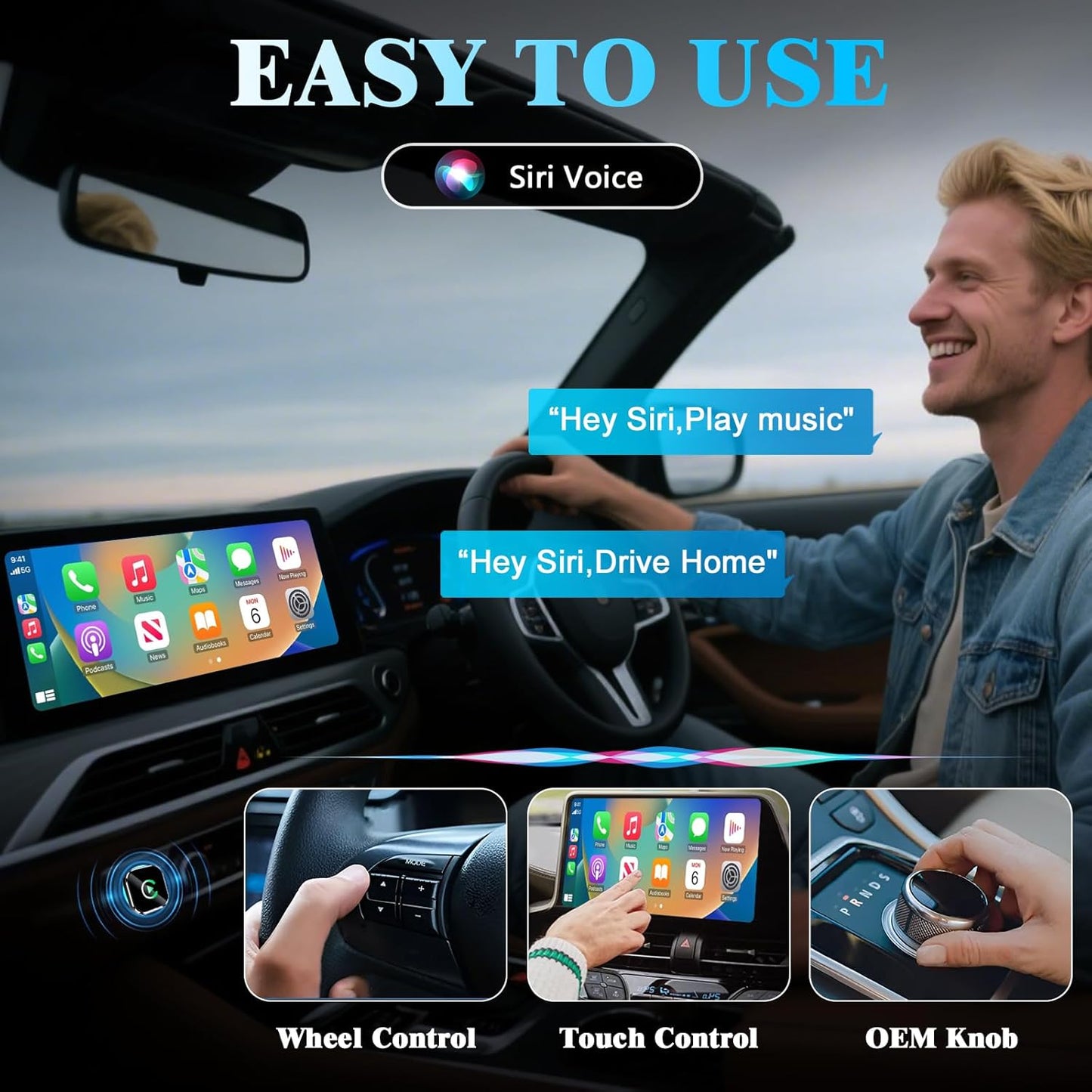 2 in1 Wireless Carplay Android Auto Adapter WiFi BT Auto Connect Mini USB Dongle
