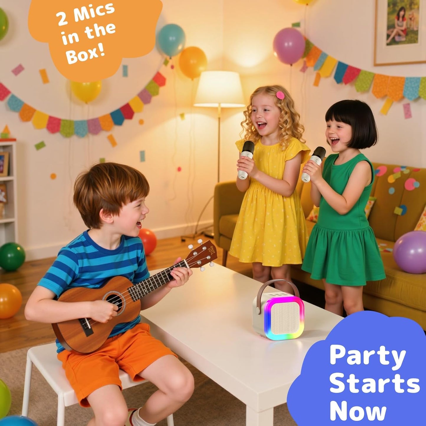 Karaoke Machine with 2 Microphones Bluetooth Speaker