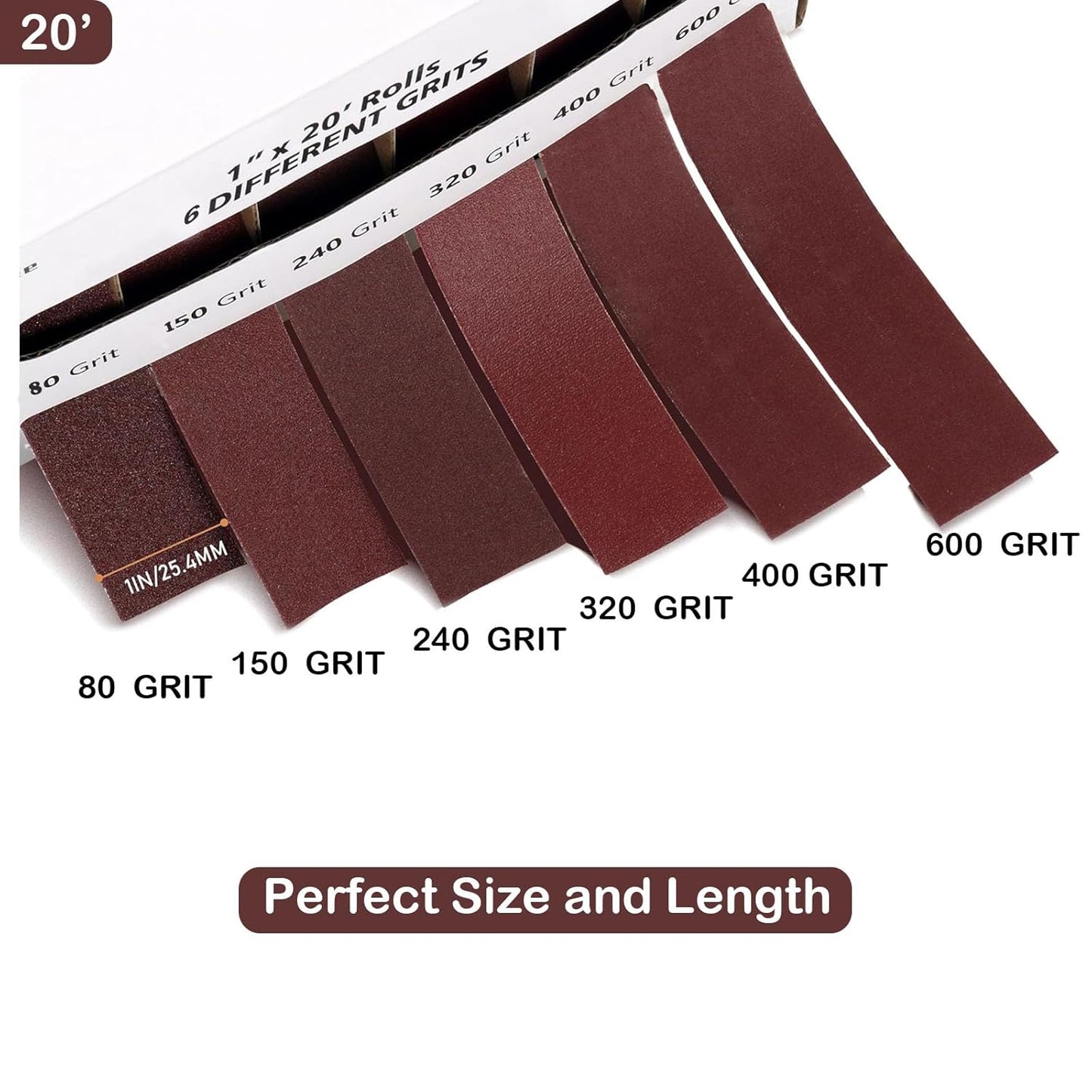 6x Emery Cloth Roll 6 Grits Abrasive Sandpaper Rolls Sand Paper with Dispenser