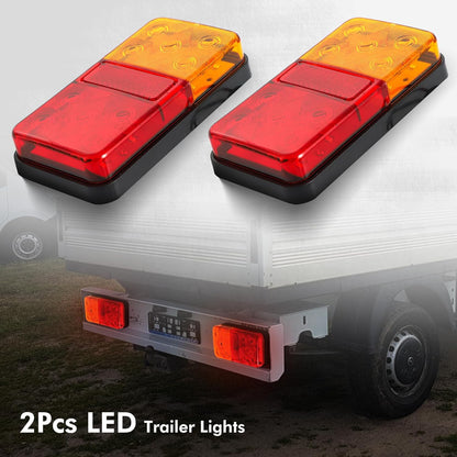 LED Trailer Tail Light Kit Pair Plug 8m 5 Core Wire Caravan Ute 7 Pin Flat Set