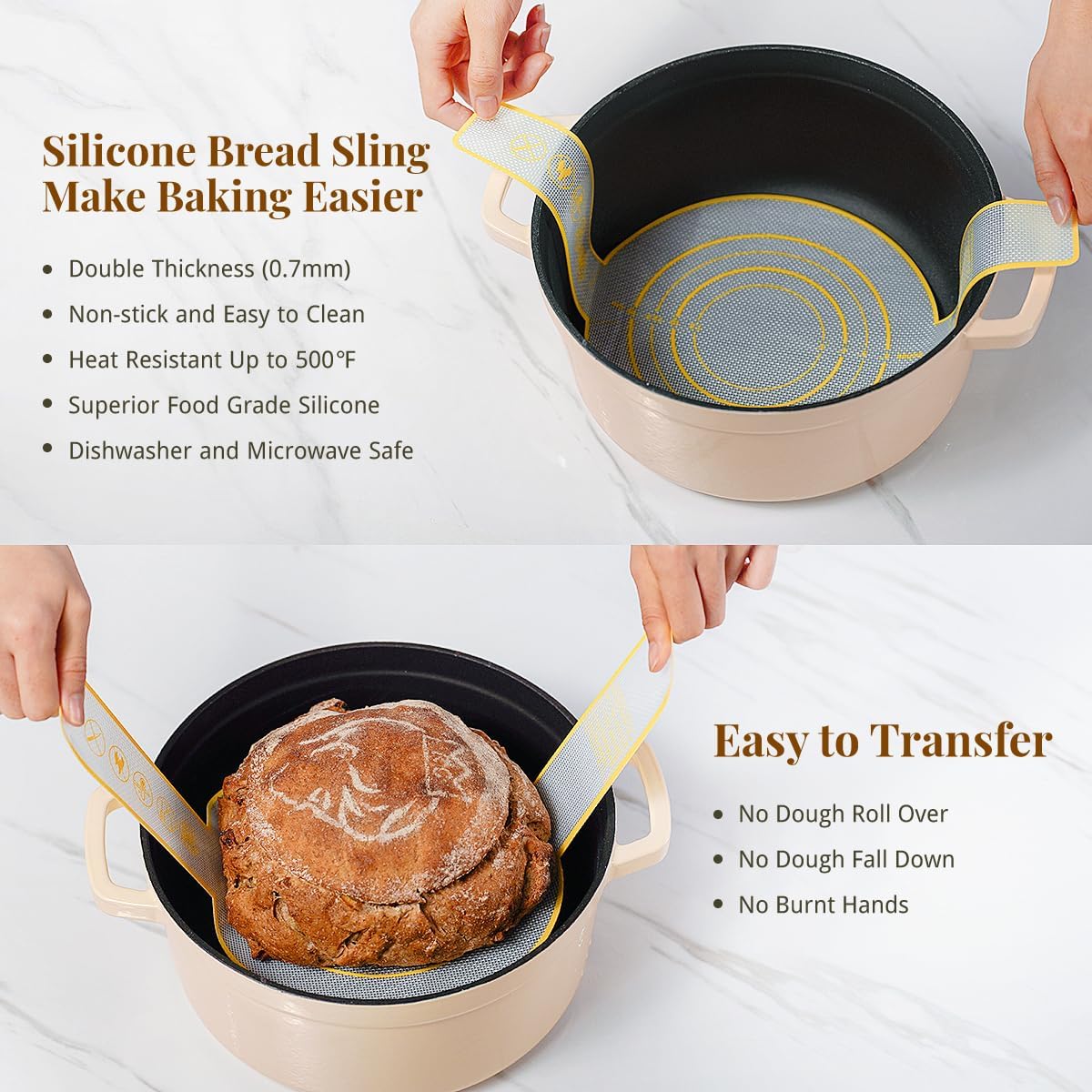 2PCS Bread Proofing Baskets Set 9" Round & 10" Oval Banneton