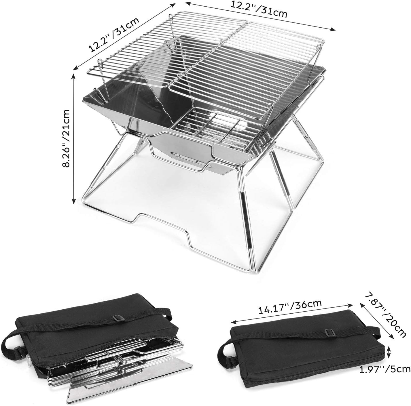 Folding BBQ Campfire Grill Barbeque Portable Camping Grill
