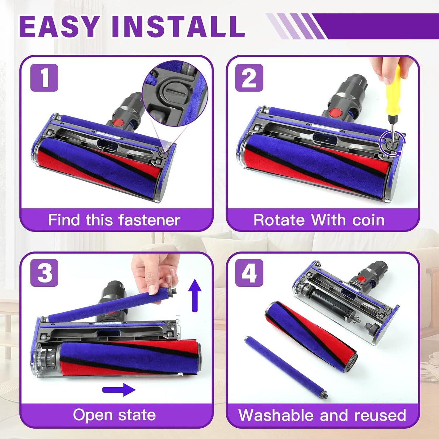 Soft Fluffy Roller Cleaner Head Compatible with Dyson V10 V11 V15 V8 V7