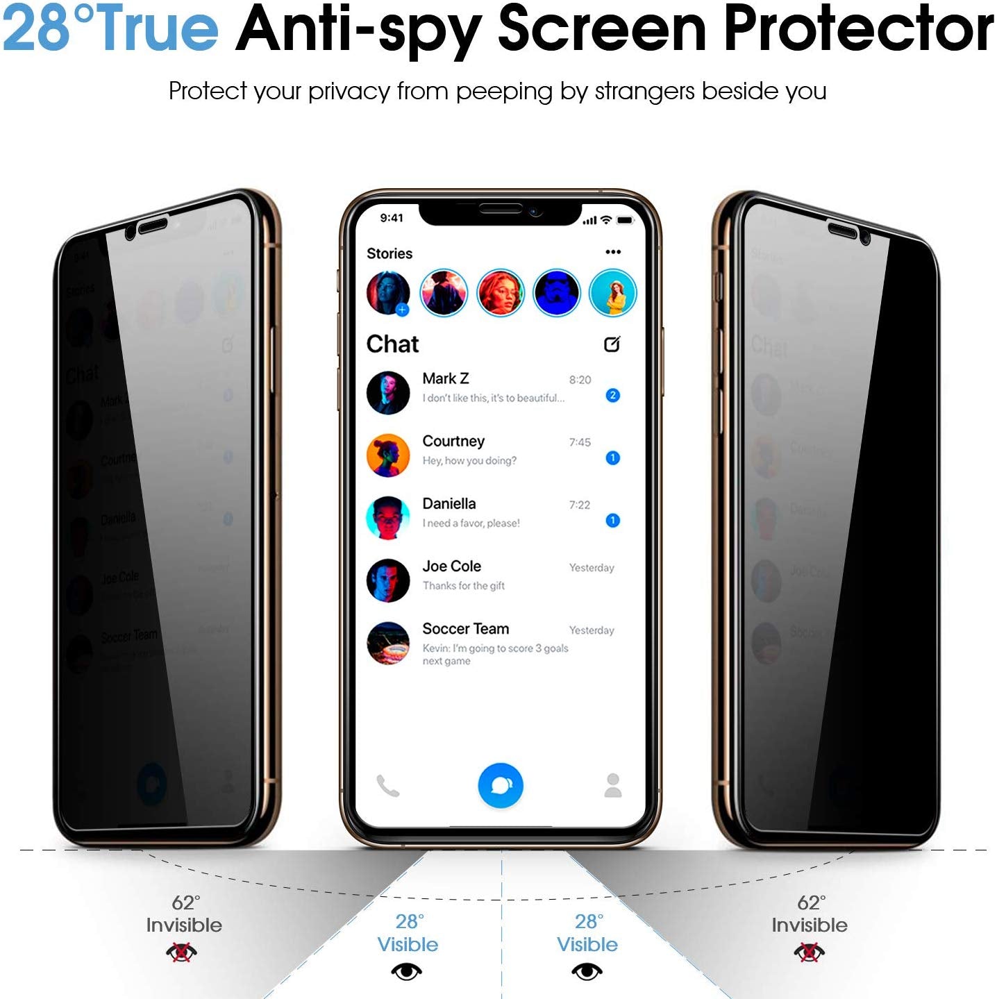 iPhone X/XS/11 Pro Privacy Anti Peep Spy Tempered Glass Screen Protector