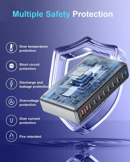 800W GaN PD USB Type C Fast Charger Charging Station For Laptop, Mobile, MacBook