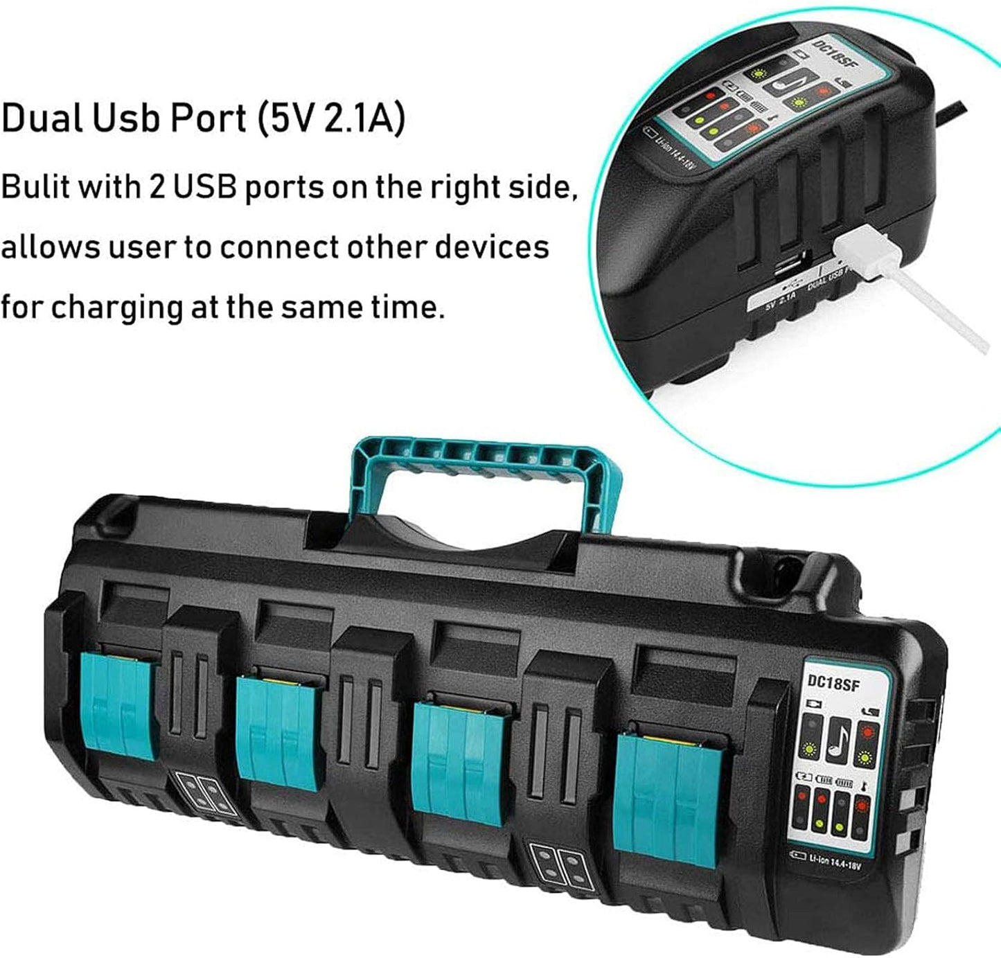 DC18SF 4 Port Charger Fits Makita 18V Battery