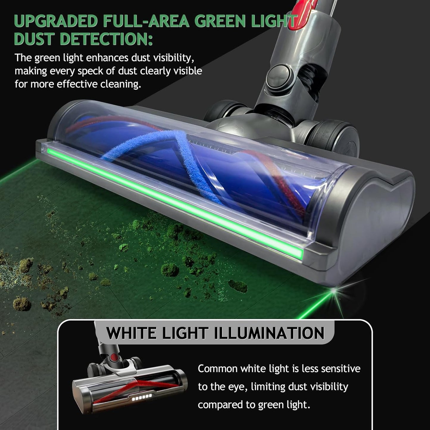 Dyson Brush Head Green Light Hard Floor Head For V7/8/10/11/15/G5