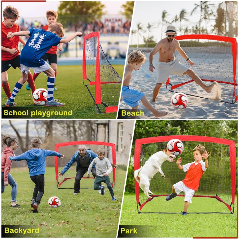Red 2 Pack Portable Kid Soccer Goals
