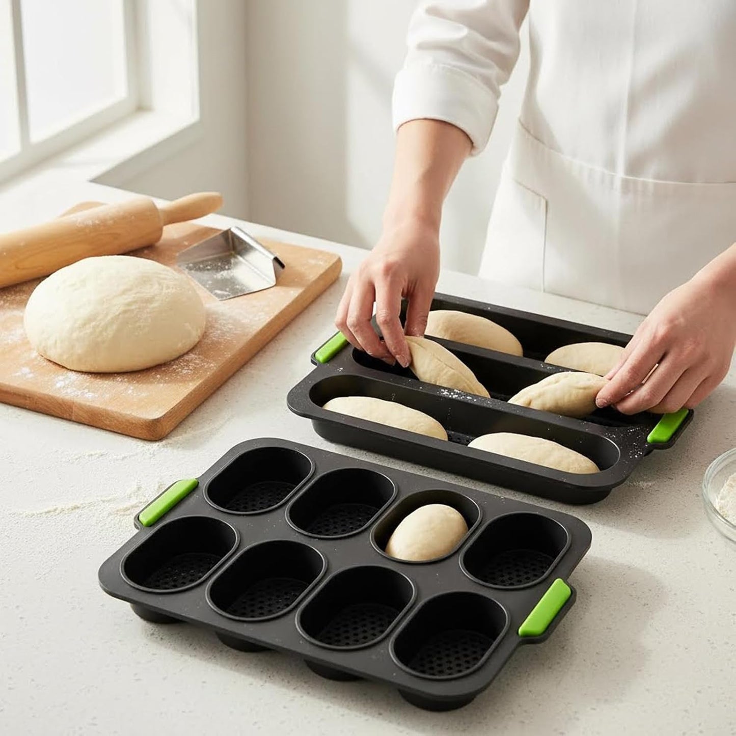 2pcs Silicone Cake Moulds Baking Pan Tray for French Bread Burger Mold