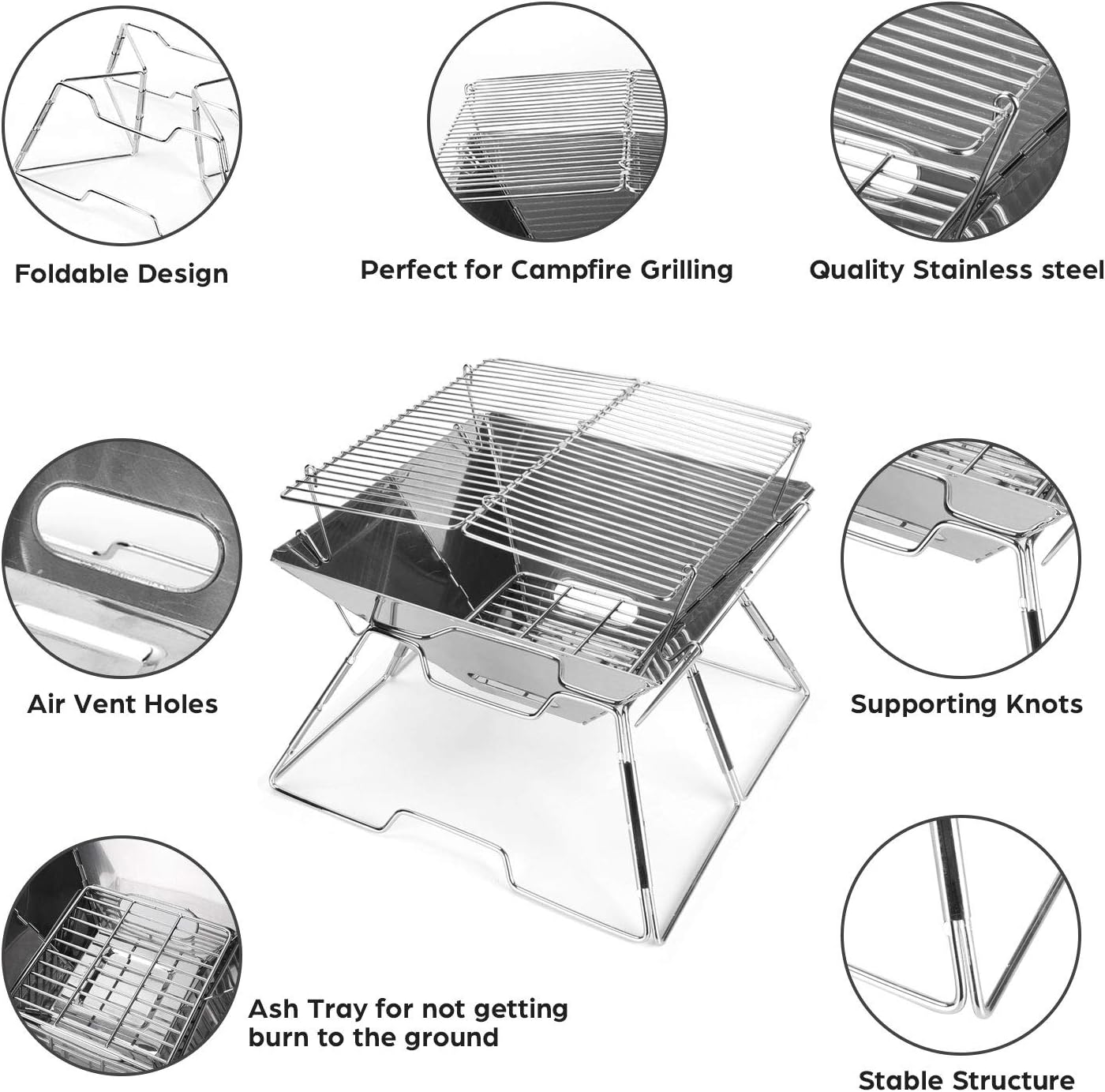 Folding BBQ Campfire Grill Barbeque Portable Camping Grill