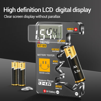 Battery Tester for AAA AA C D 9V F 6F22 1.5V/3V Button Batteries Detector LCD Display