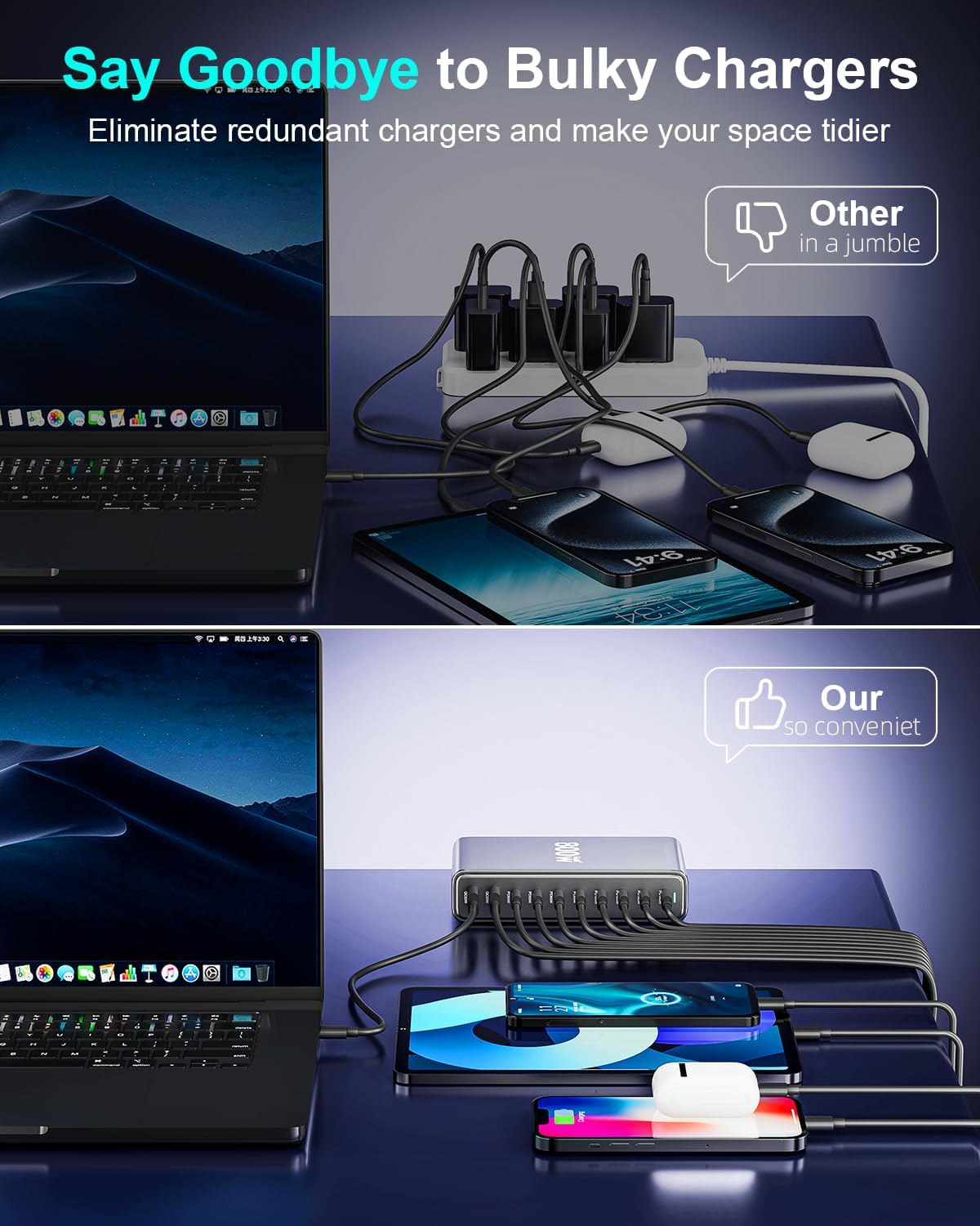 800W GaN PD USB Type C Fast Charger Charging Station For Laptop, Mobile, MacBook