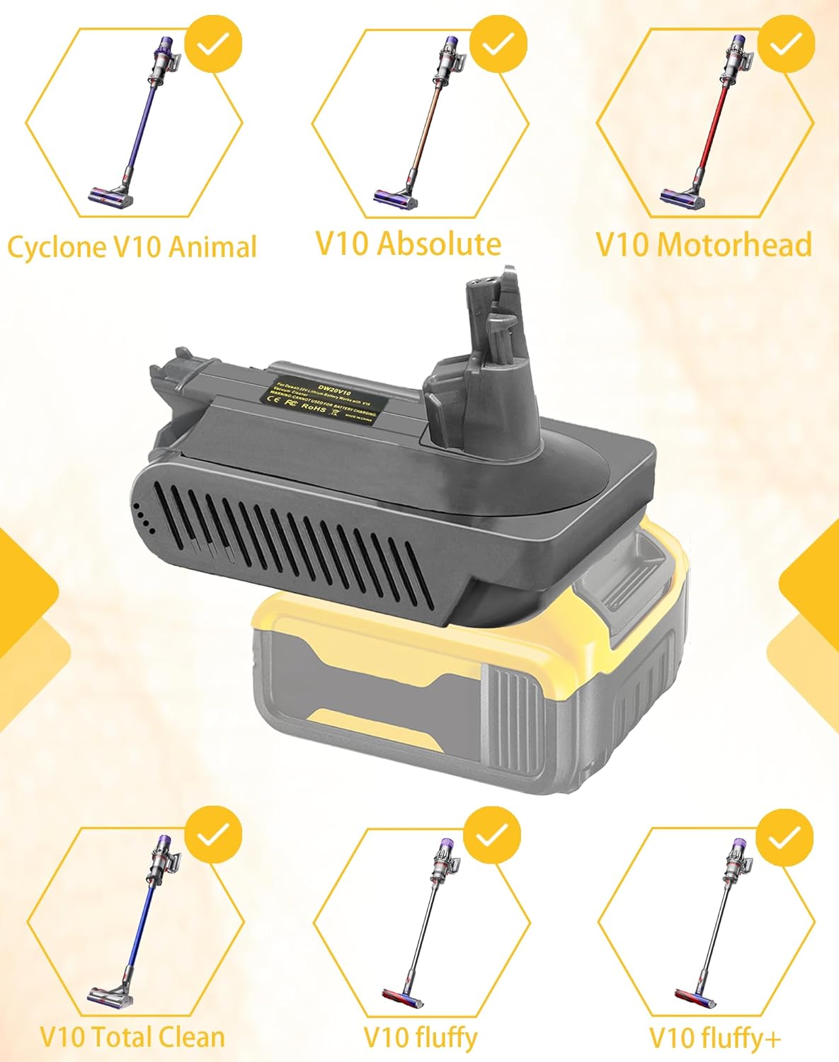 Dewalt 18V 20V Battery Adapter Converter To Dyson V10 Battery
