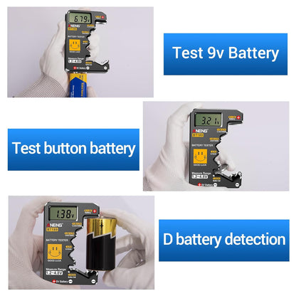Battery Tester for AAA AA C D 9V F 6F22 1.5V/3V Button Batteries Detector LCD Display