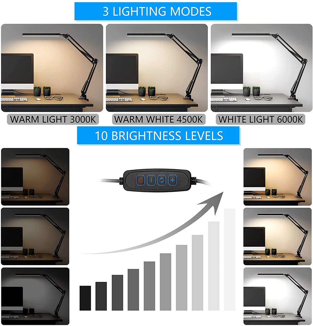 Desk Lamp 10 Brightness LED Desk Light - salelink.co.nz