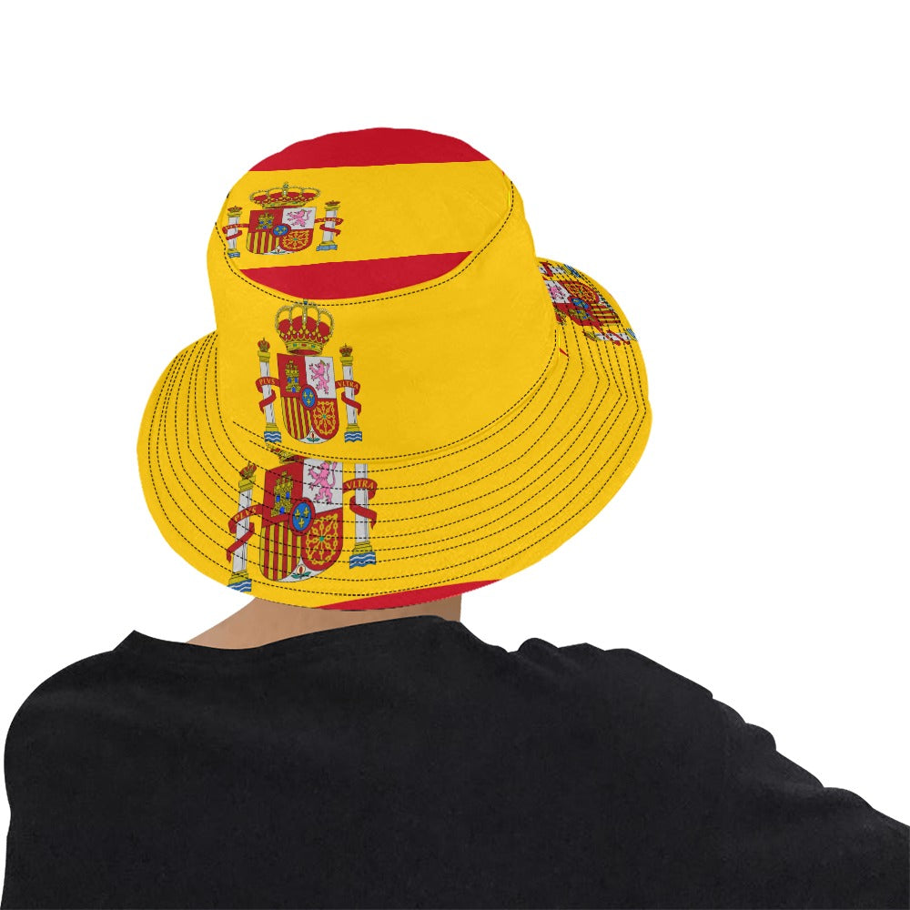Men's Spain Flag Bucket Hat - Stylish Cotton Twill Summer Hat
