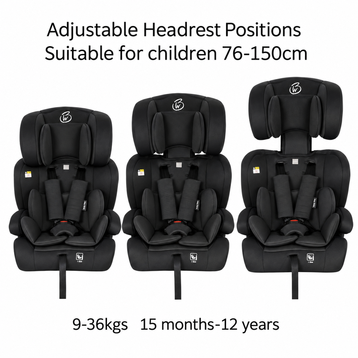 Preorder - SafeMax Black i-Size Convertible Booster Car Seat with ISOFIX