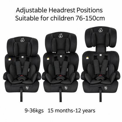 Preorder - SafeMax Black i-Size Convertible Booster Car Seat with ISOFIX