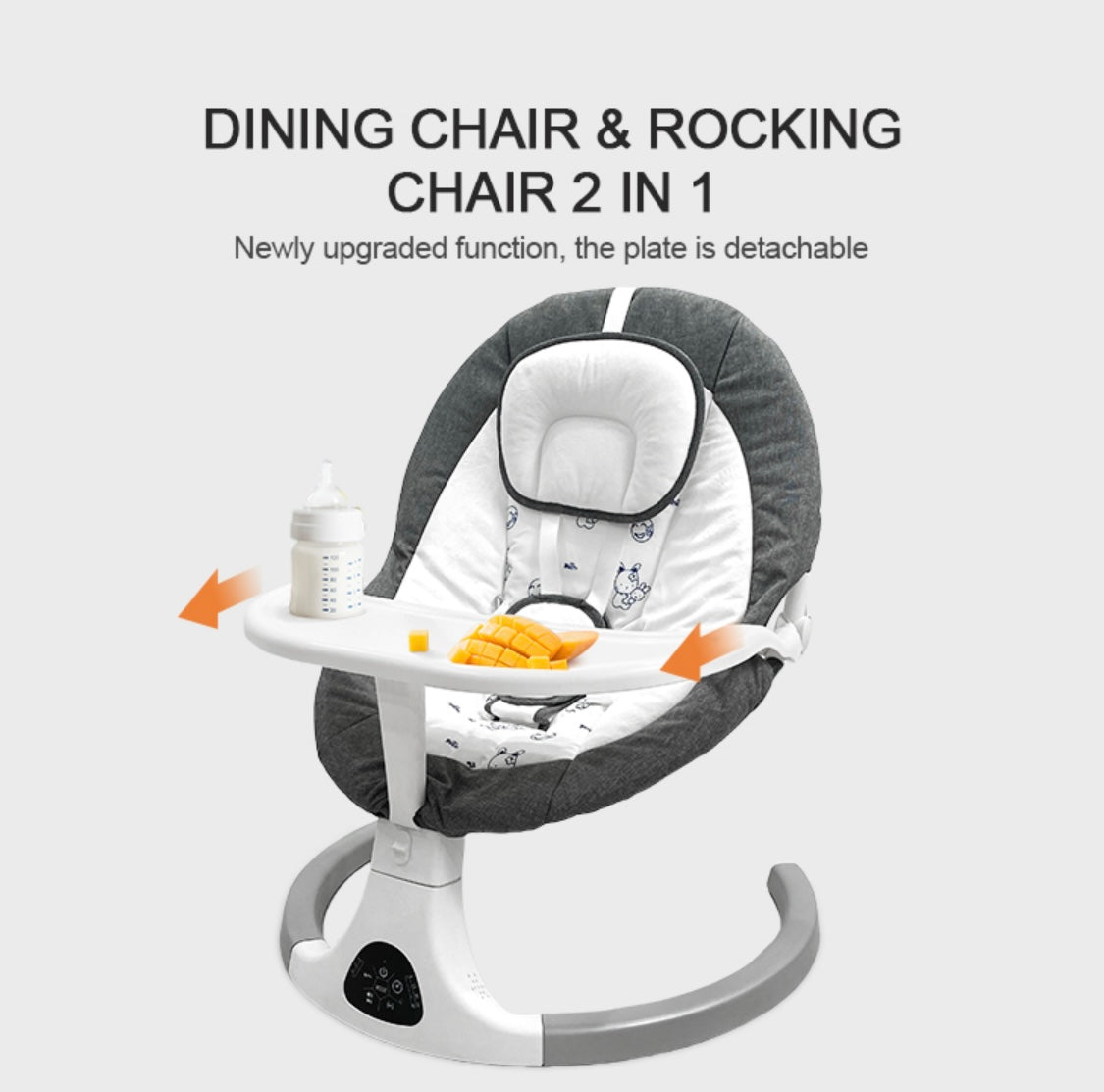 2-in-1 Electric Baby Rocker Swing / Bouncer & Dining Seat with Food Tray and Remote