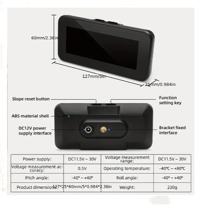 Car Digital Inclinometer HUD
