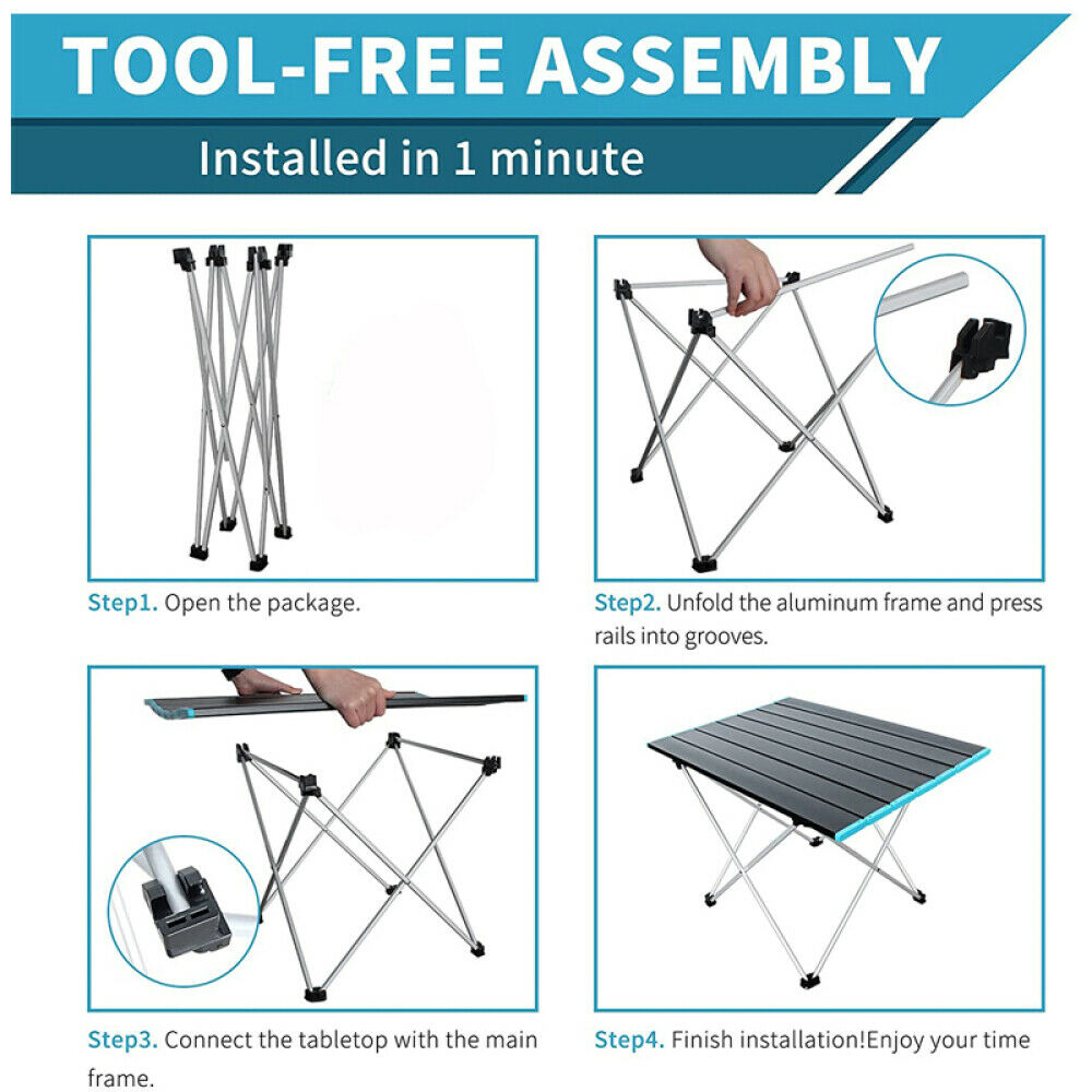 55x40cm Portable Aluminum Outdoor Camping Folding Dining Table