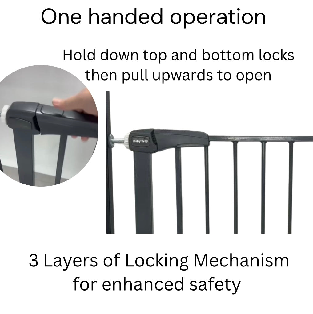 Black Safety Gate – Secure Baby & Pet Barrier (Fits 75-84 cm Doors)