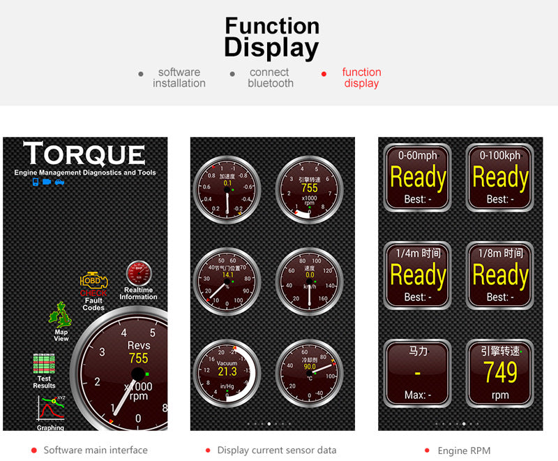OBD2 ELM327 Code Reader Bluetooth Auto Diagnostic Tool OBDII Scanner Android iOS