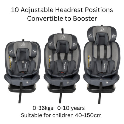 All-Rider 360 Rotating Convertible i-Size R129 Car Seat with ISOFIX and Top Tether - GREY