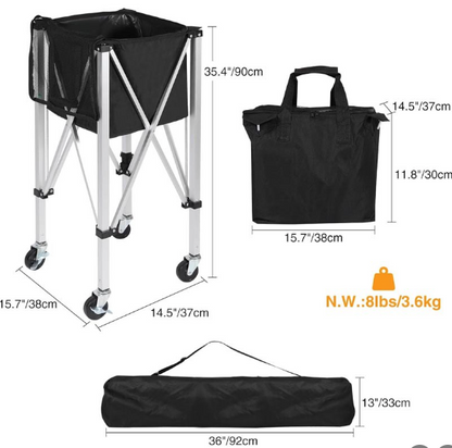 Tennis Ball Hopper Basket Removable Tennis Ball Saver Bag Cart